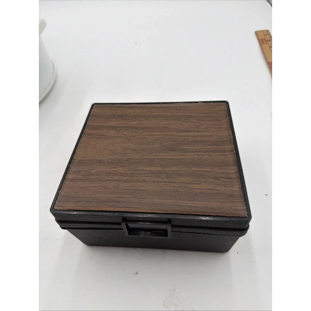 Vintage Evco Plastic File Box Black With Brown Top